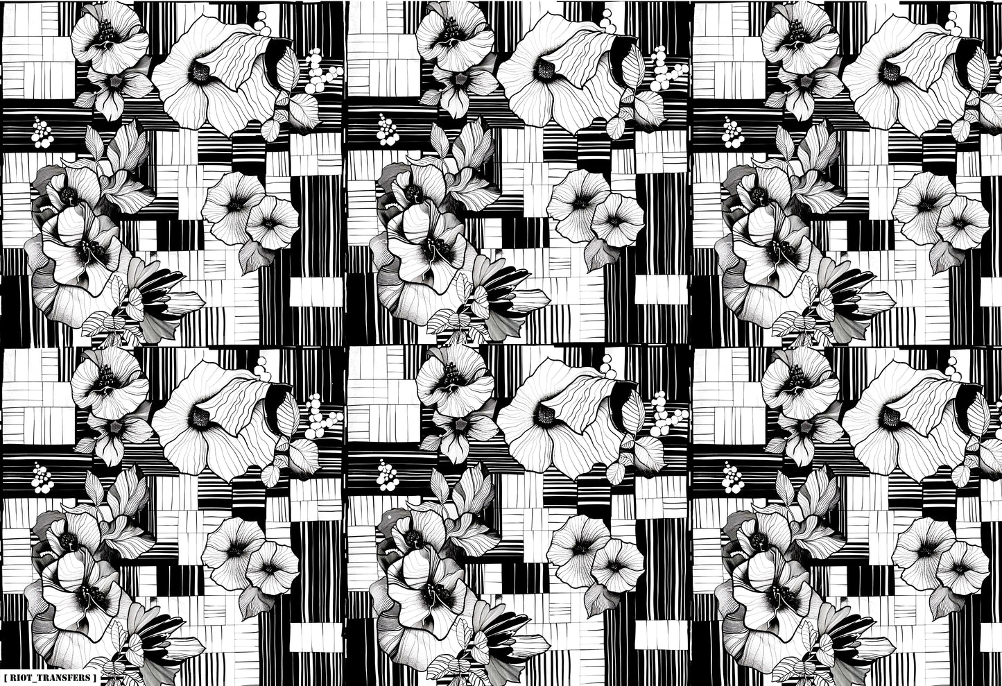 19 Flower Quilt Underglaze Transfer Sheet